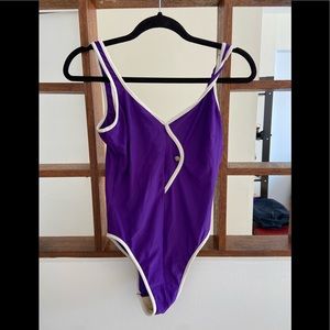 vintage 80s purple bathing suit